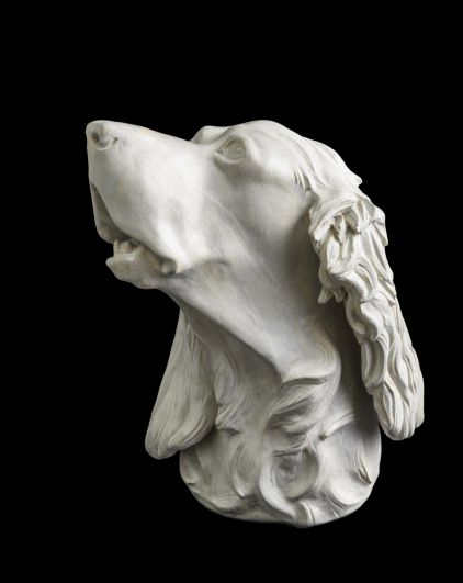 Hundeportrait "Forest", Steinzeug frei modelliert