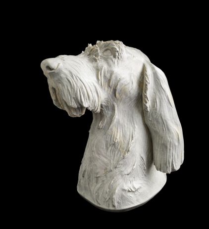 Hundeportrait "Lennie", Steinzeug frei modelliert
