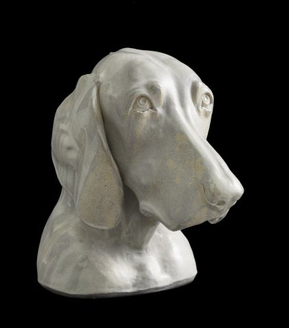 Hundeportrait "Niels", Steinzeug frei modelliert
